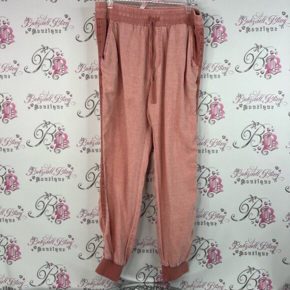 Splendid joggers orange Rose Pink Textured Fabric pockets pants cargo - Picture 1 of 8